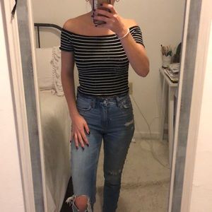 Striped Off the Shoulder Top